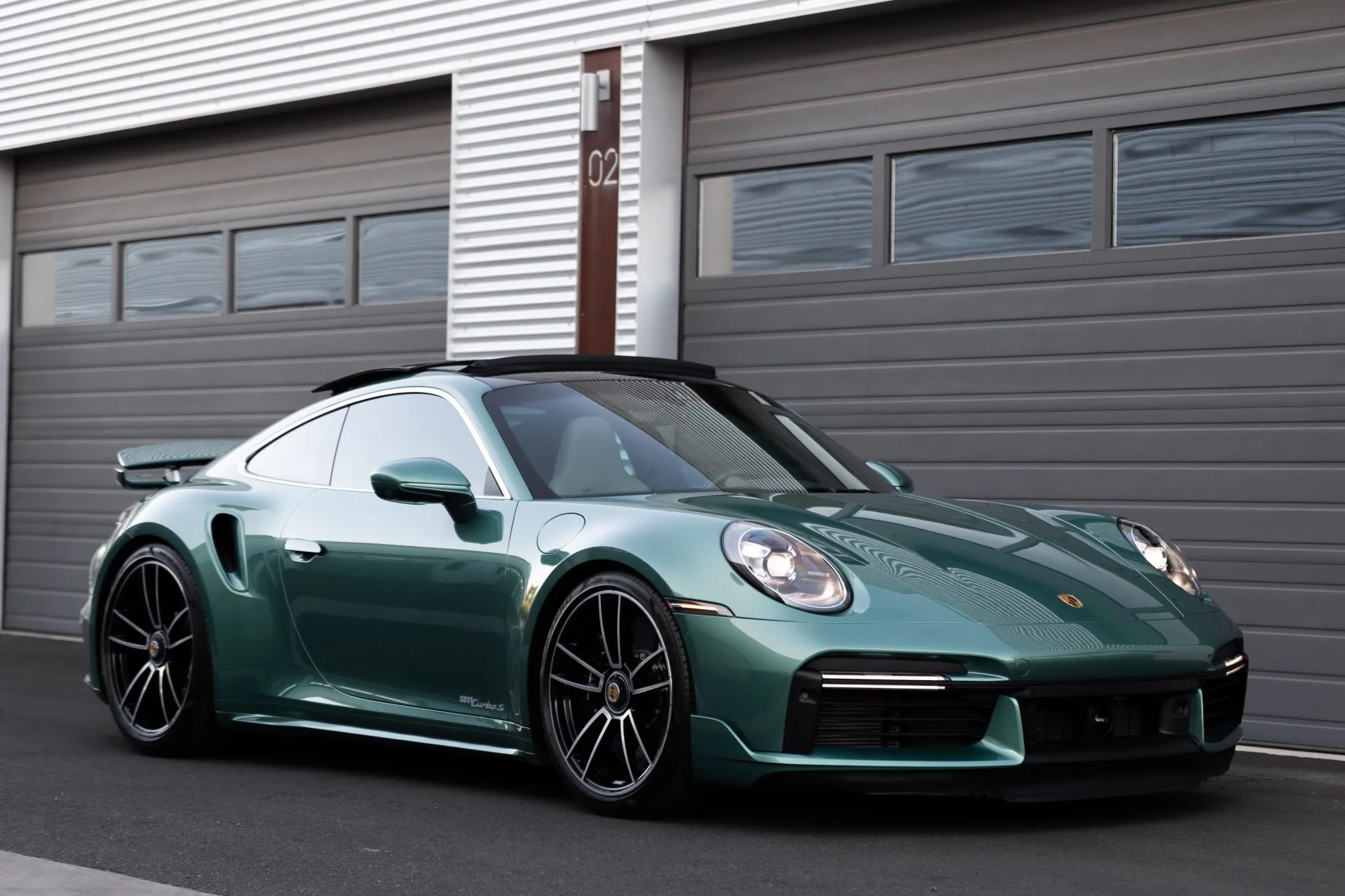 2022 Porsche 911 Turbo S Coupe in Racing Green Metallic