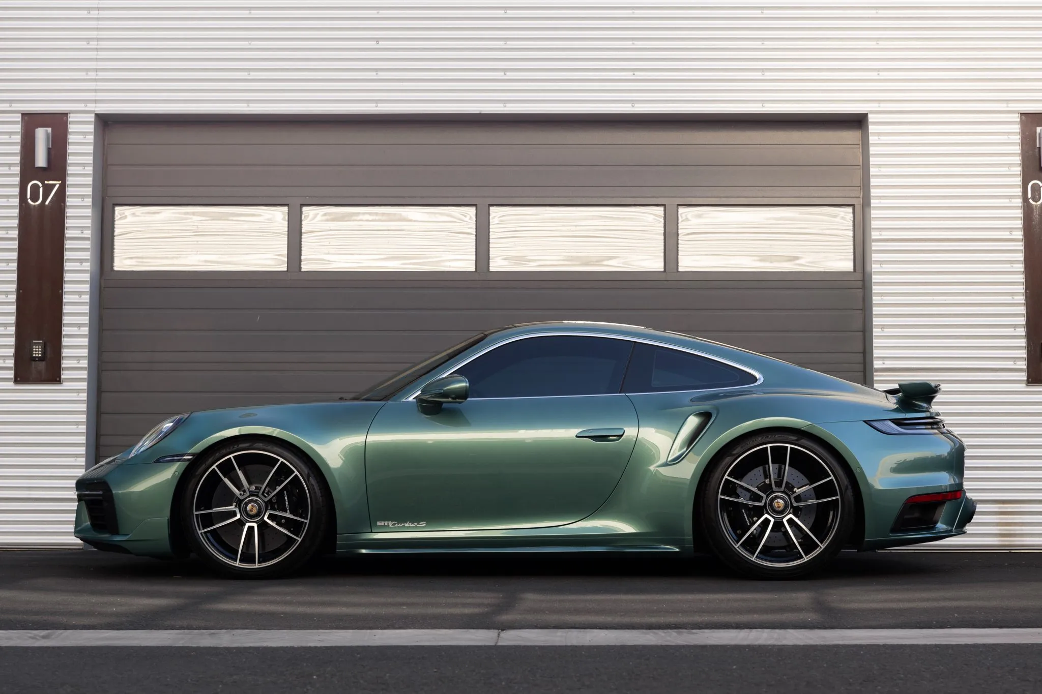 2022 Porsche 911 Turbo S Coupe in Racing Green Metallic
