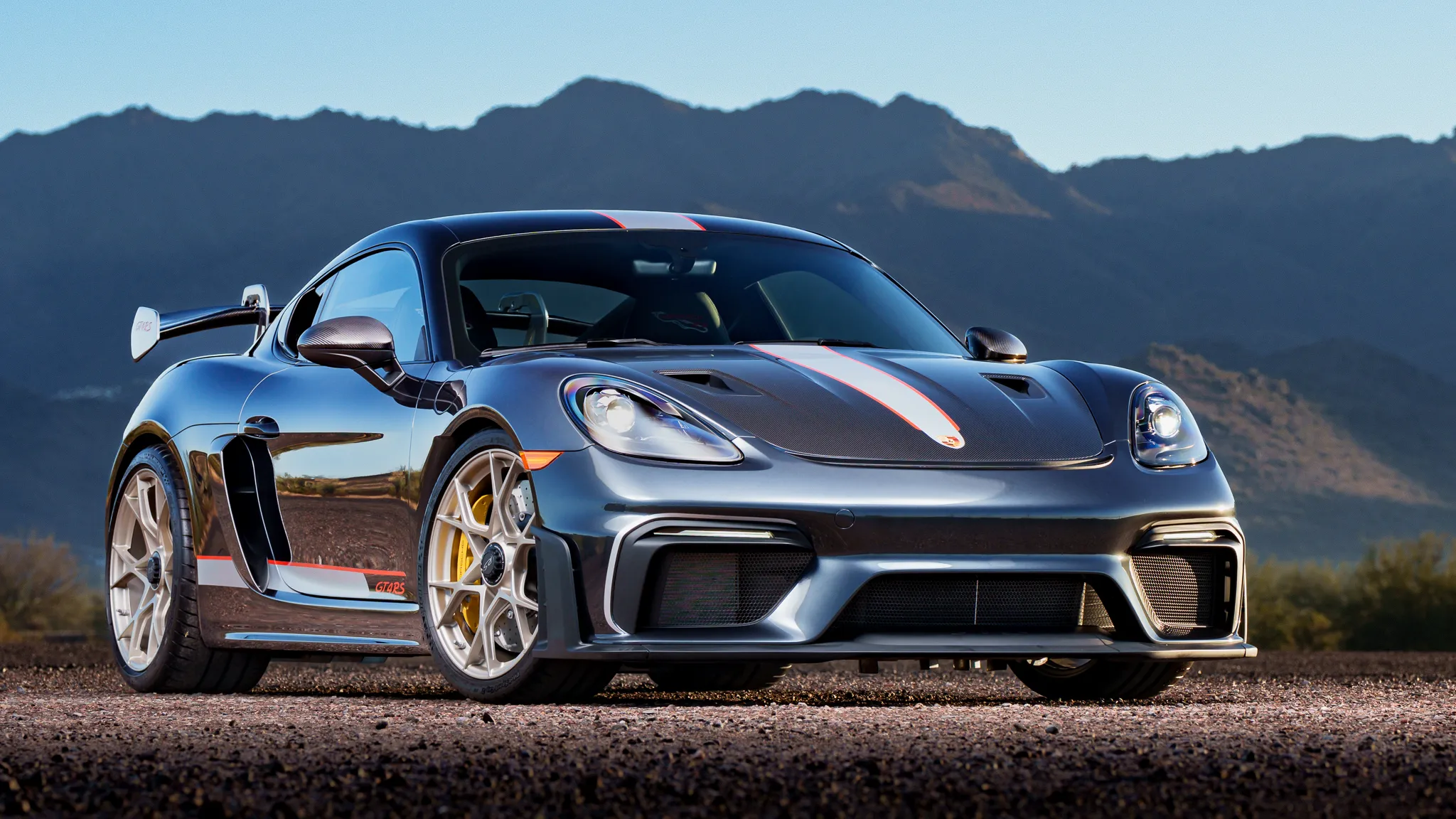 2023 Porsche 718 Cayman GT4 RS Weissach in Carbon Steel Grey Metallic